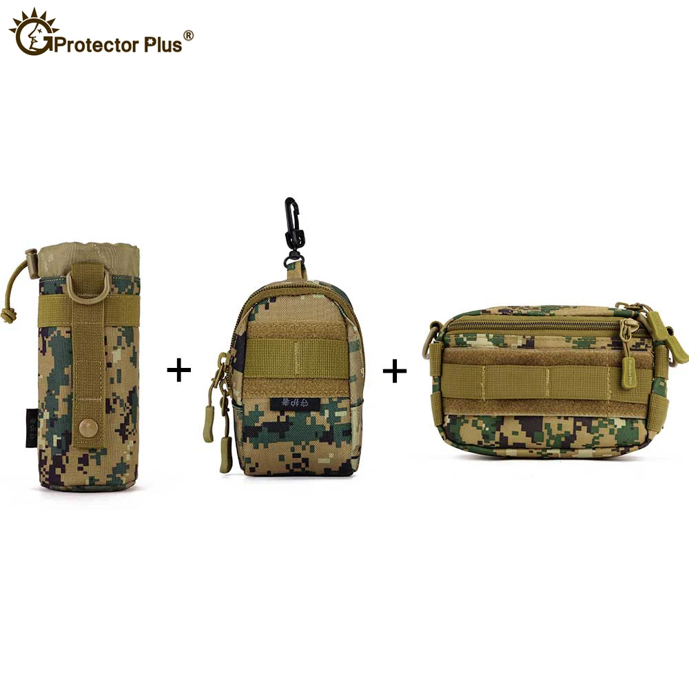 Protection Plus-tactical Pouch Set of 3 Bags for Outdoor Sports, Hunting, Cycling, Camo Bag, Single Shoulder, Waterproof