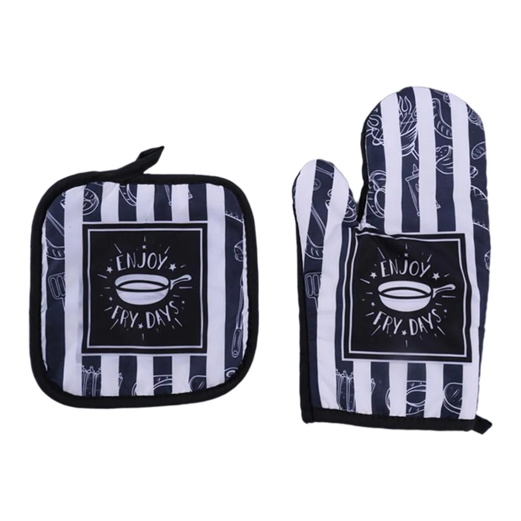 2pcs Oven Gloves Pot Holder Set Heat Resistant Quilted Mitts Cooking baking