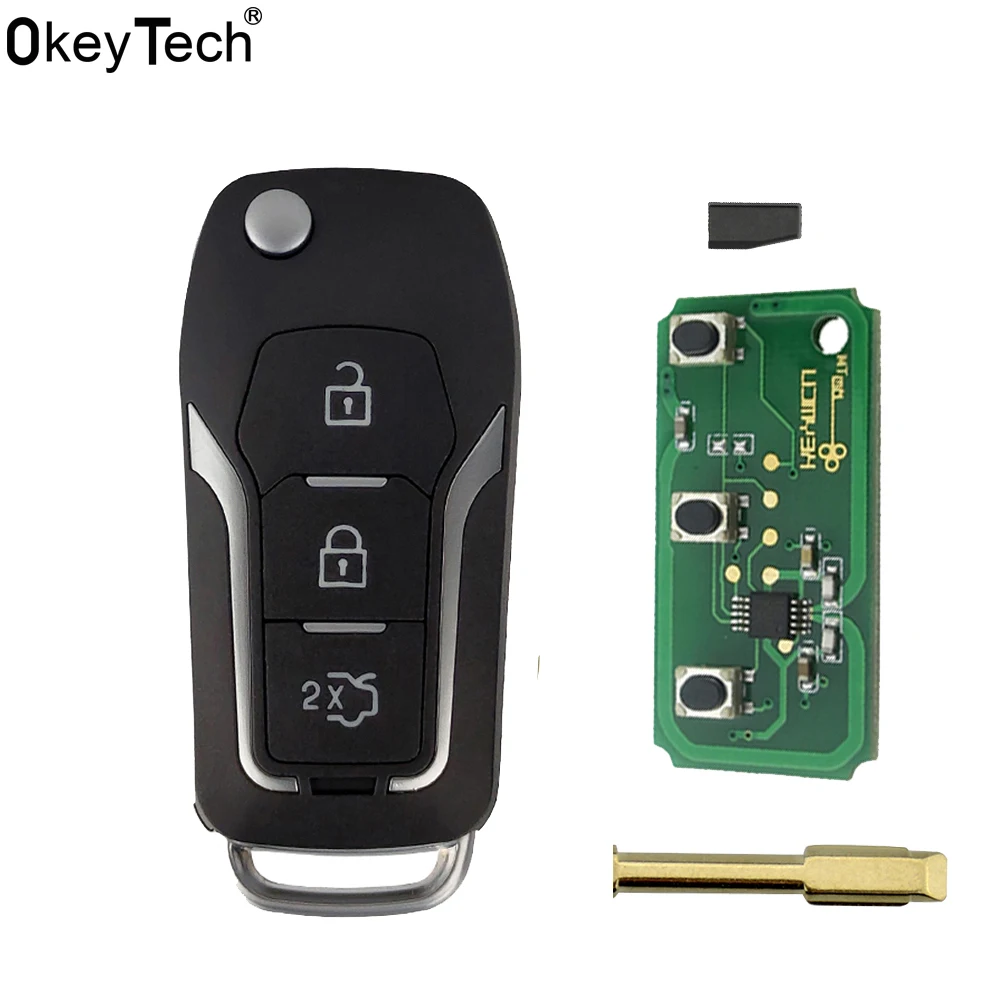 Ceny OkeyTech 3 przyciski 433Mhz 4D60 4D63 Chip zmodyfikowana klapka składany zdalny kluczyk do Ford Focus 2 3 mondeo Fiesta Uncut FO21 Blade