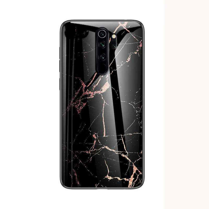 Чехол для Xiaomi Redmi Note8 Pro, мраморный жесткий чехол из закаленного стекла для Xiaomi Redmi Note 8 Pro, чехол с градиентом, защитный чехол для телефона - Цвет: Golden Silk Black