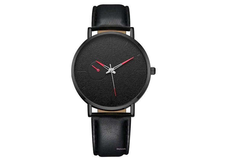 black red Специальный циферблат Мужские повседневные кожаные часы для мужчин и женщин дешевая цена кварцевые повседневные наручные часы - Цвет: black red