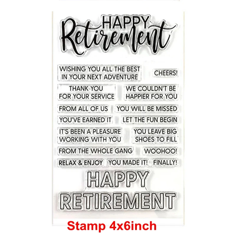 Вырубка с надписью "Happy Retirement"+ прозрачные штампы с надписью "Happy Retirement", металлические вырубки с надписью "Happy Retirement"+ прозрачный штамп для изготовления открыток, новинка - Цвет: Stamp