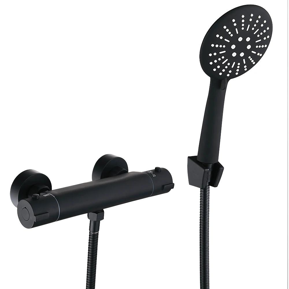 

Black Shower Faucet Set Bathroom Copper Bathroom Set with Hand Shower Head Bathtub Mixer for Cold and Hot Europe style