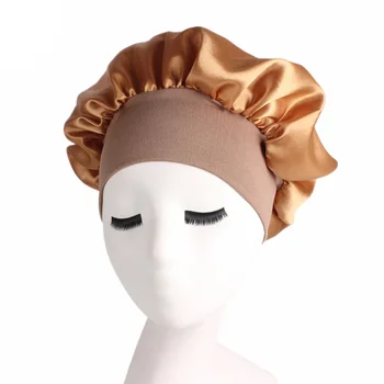 

Women's Satin Solid Wide-brimmed Sleeping Hat Night Sleep Cap Hair Care Bonnet Nightcap For Women Men Unisex Cap bonnet de nuit