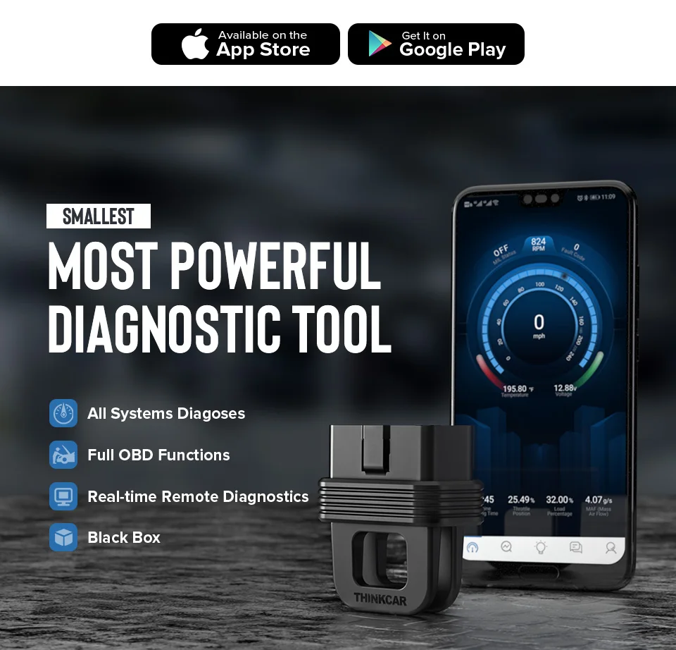 THINKCAR Bluetooth OBD2 сканер считыватель кодов диагностический инструмент черный ящик OBD запись данных портативный сканирующий инструмент для iOS и Android