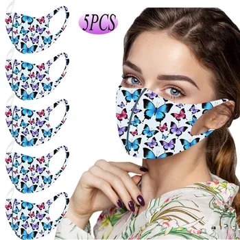 

5PC Outdoor Protective Dust Reusable Mouth Cover Cubrebocas kpop Adult Printing Mask Fabric Face Mask Washable Pm 2.5 Men Women