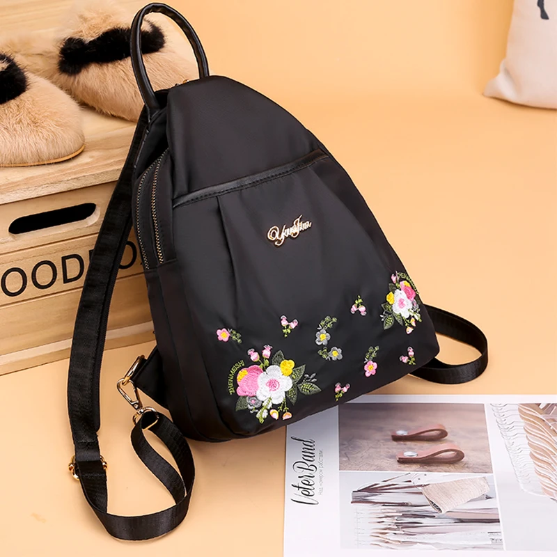 Простые повседневные Рюкзаки Женская нагрудная сумка с цветочной вышивкой