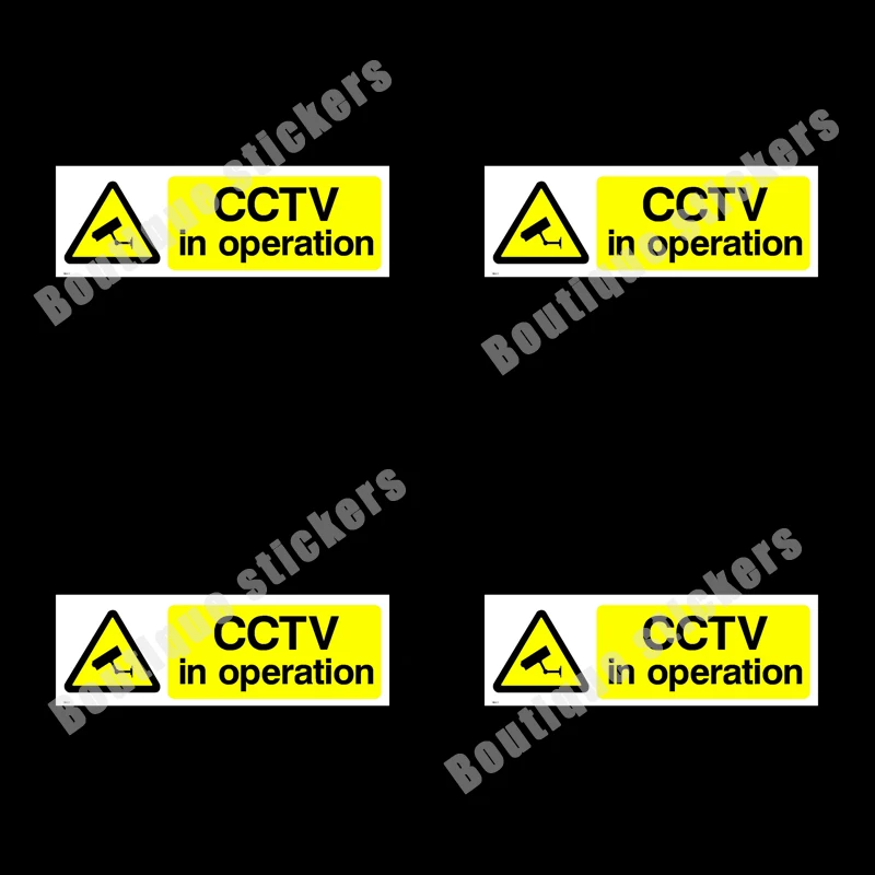

4X CCTV Running Logo Sticker! Security Surveillance Camera Reminder Sticker Novelty Decal PVC Vinyl Waterproof Sunscreen Die Cut