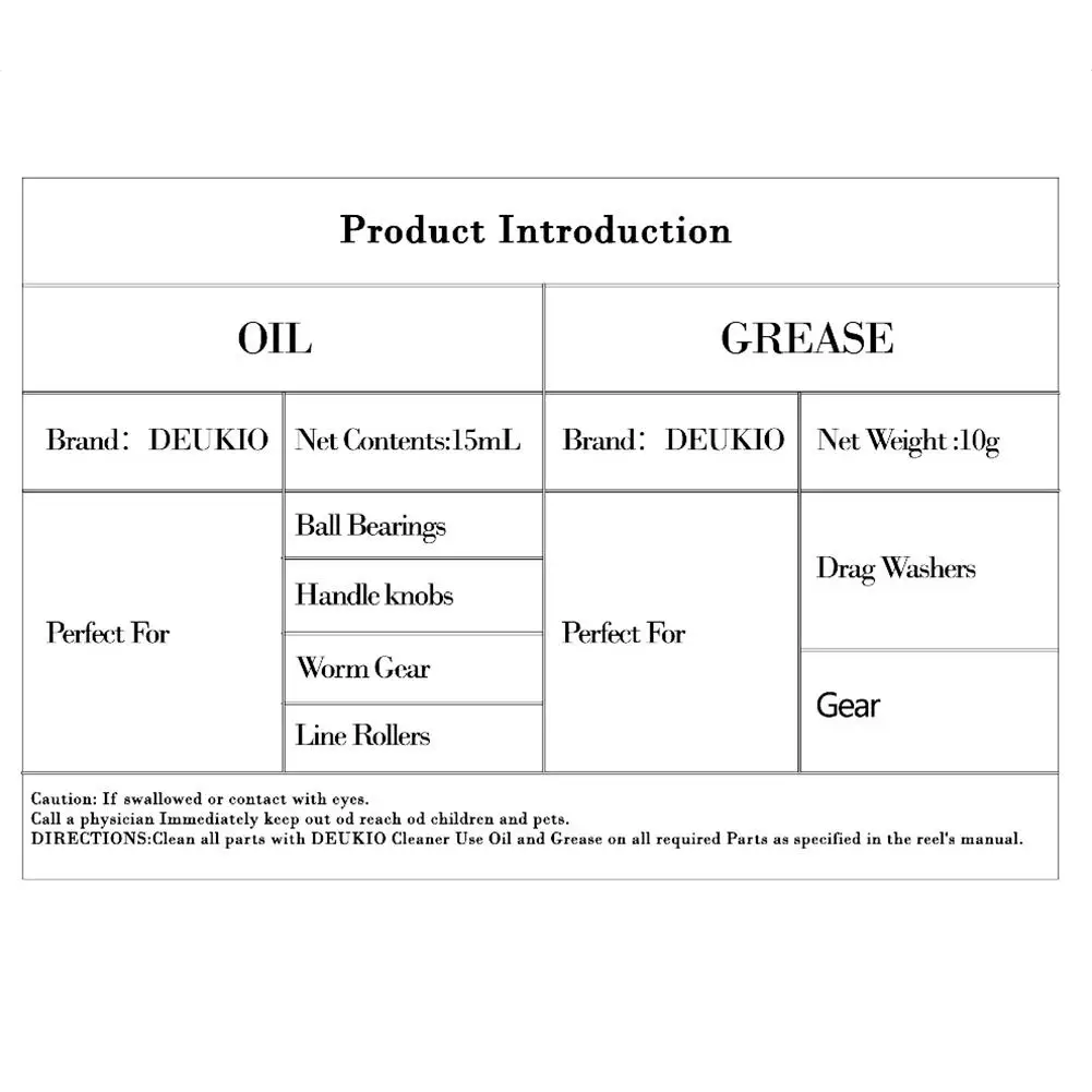 Kuulee, DEUKIO, 2 шт., Рыболовная катушка, специальная смазка, масло, рыболовная металлическая звездочка, подшипник, рыболовные аксессуары
