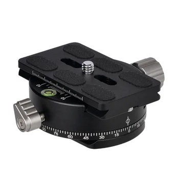 

PAN-02 Aluminum 360 Degree Panoramic Panning Base Tripod Head Clamp +1/4inch Quick Release Plate for DSLR Camera Tripod