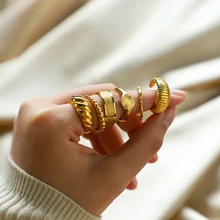 Rings for Ring-Stacking-Band Jewelry Statement-Ring Braided Croissant Signet Twisted