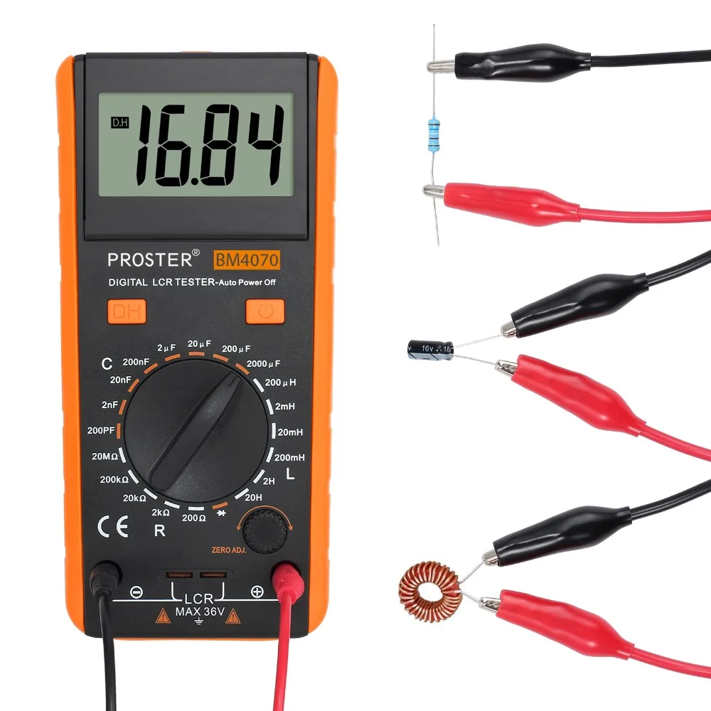 ProsterデジタルマルチメータlcrメータテスターツールキットDM4070ためインダクタンスキャパシタンス抵抗lcd表示測定計