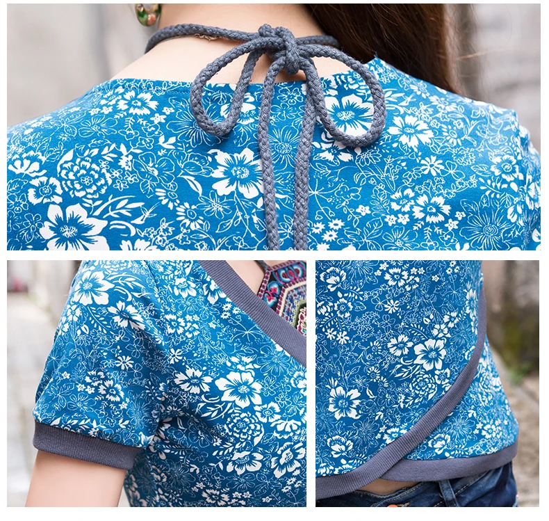 KYQIAO женские блузки blusas y camisas mujer размера плюс традиционная китайская одежда винтажная Этническая лента с принтом блузка рубашка