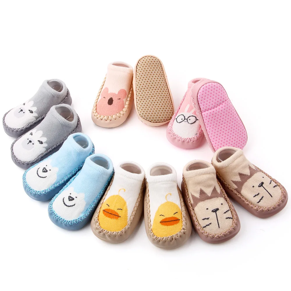 

Fashion Baby Girls Boys Cute Cartoon Non-slip Cotton Toddler Floor Socks Shoes Animal Pattern First Walker Shoes For Newborns