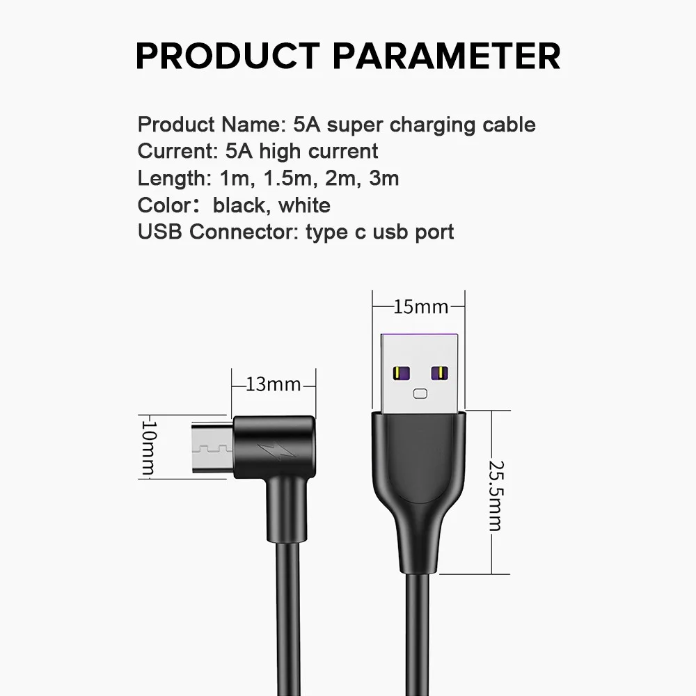 5А кабель Supercharge usb type C для huawei P20 P30 Pro Quick Charge 4,0 3,0 кабель быстрой зарядки type C для samsung S9 S10 USB C