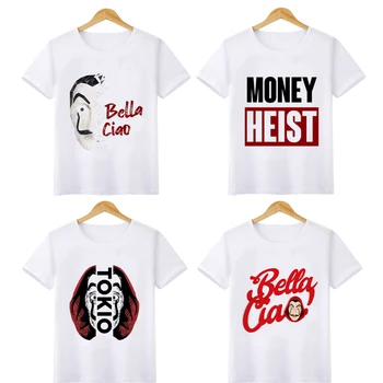 

Funny Design La Casa De Papel T Shirt Money Heist TV Series T-shirt Boys Girls The House of Paper Tshirt Anime Top Tees for Kids