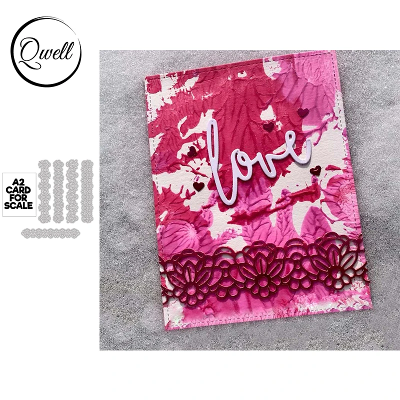 

QWELL с элегантным цветком, кружевной каймой металлический Трафаретный вырубной штамп трафарет для скрапбукинга "сделай сам" крафт-бумажный декор для создания открыток альбом Тиснение умирает 2021