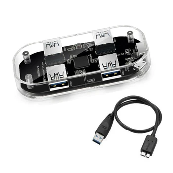 

Transparent USB HUB 4 Ports USB3.0 Adapter Splitter Support External Micro USB Power Supply for Laptop U Disk Cellphones