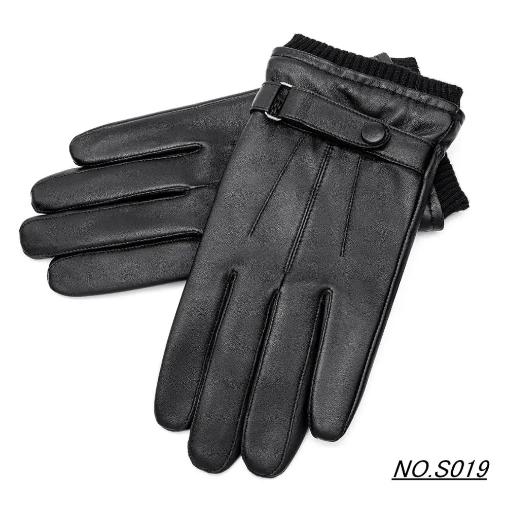 Бренд BISON DENIM, модные мужские перчатки, натуральная кожа, овчина, Осень-зима, теплые, сенсорный экран, полный палец, перчатки - Цвет: S019