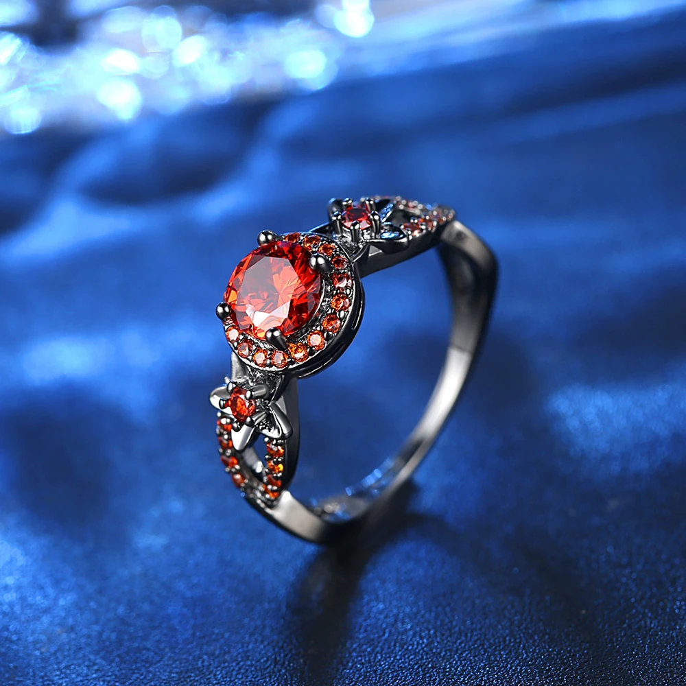 Женское очаровательное модное кольцо с красным цирконием, модное креативное металлическое кольцо, набор разноцветных украшений, вечерние ювелирные изделия на свадьбу, подарок
