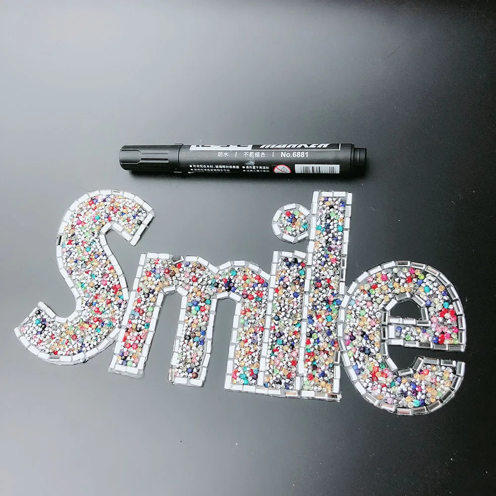Стразы с надписью «smile», 1 шт./лот, 10x25 см для каждого предмета, модные наклейки «smile» для футболки