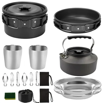 

1 Set Non-stick Portable Aluminum Alloy Multipurpose Convenient Practical Silverware Cooker Cookware for Camping Outdoor Barbecu