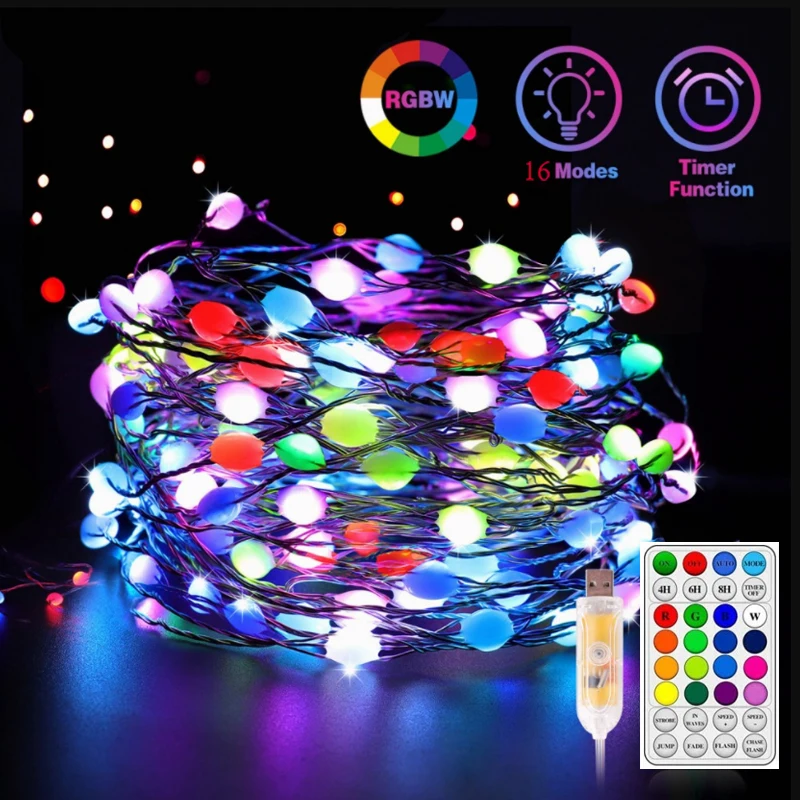 

Fariy String Light USB plug 20m 15m 10m 5m 2m Remote Control RGB 32Key Garland Lamp Christmas Decoration Outdoor Lighting