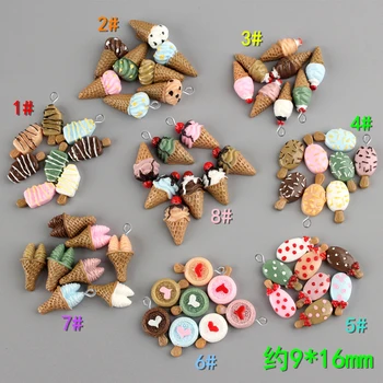 

10pcs 9*16MM Resin ice cream cone Popsicle ice-lolly charms pendant miniature jewelry making Material Creative Diy Accessories