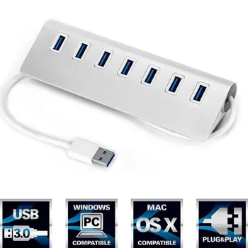 

Hot-USB 3.0 Hub 7 Port USB 3.0 HUB 5Gbps Fast Charging Aluminum Adapter For Macbook PC Laptop