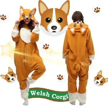 

S-XL Christmas Gift Unisex Welsh Corgi Dog Halloween Cosplay Costume Pajamas Fashion Leisure Warmth