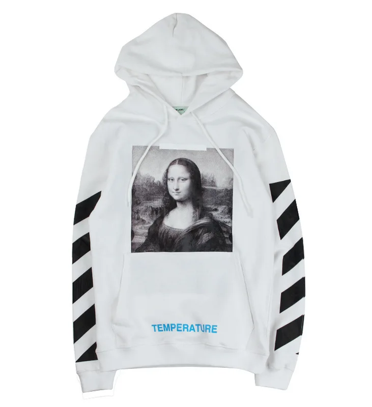 Европа и Америка Мода off White хип хоп картина маслом Мона Лиза печатных с капюшоном для мужчин и женщин толстовка