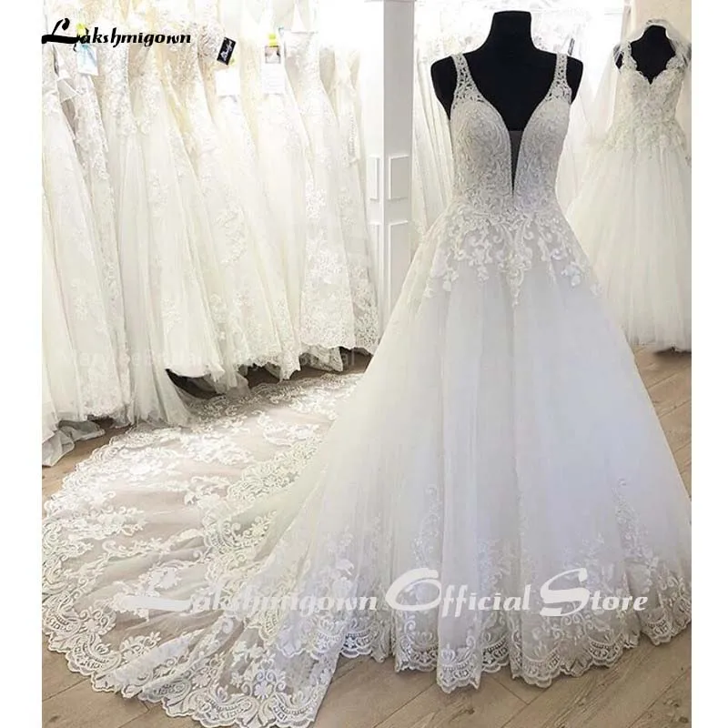 Элегантное свадебное платье с v-образным вырезом, без рукавов, vestidos de novia, с аппликацией, платье невесты, свадебное платье с длинным шлейфом, abito da sposa