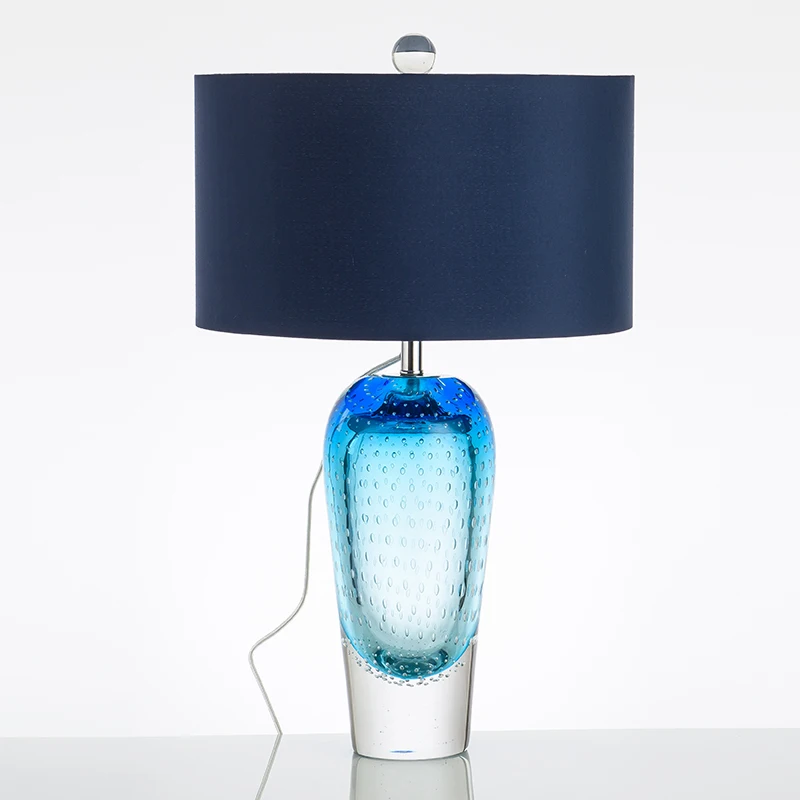 Postmodern Art Deco Blue Iron Glass Fabric LED Lamp.LED Light.Table Lamp.Desk Desk Lamp For Bedroom | Освещение