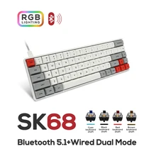 SK68S Mechanical Keyboard Wireless Bluetooth PBT Keycaps Gateron Optical Switch RGB Backlit for PC Laptop Tablet Gamer GK61