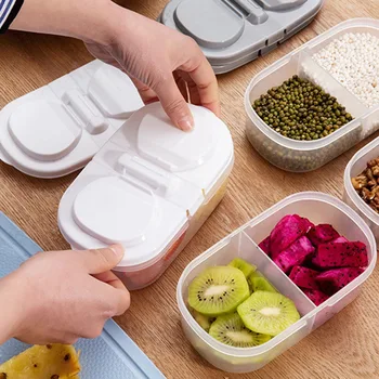 

Double Grids Transparent Seal Box With Buckle Kitchen Refrigerator Storage Box Food Storage Box .