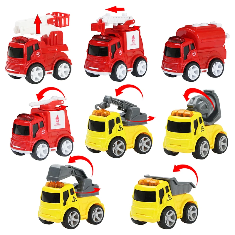 

8pcs/set Cute Mini Diecast Truck Construction Fire Car Inertia Power Vehicle Model Toy Metal Educational Toy for Kid Xmas Gift