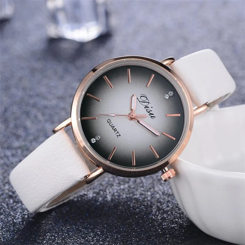 GENAVA Брендовые женские часы белые модные кварцевые женские часы montre с кожаным ремешком простой дизайн наручные часы подарок reloj mujer