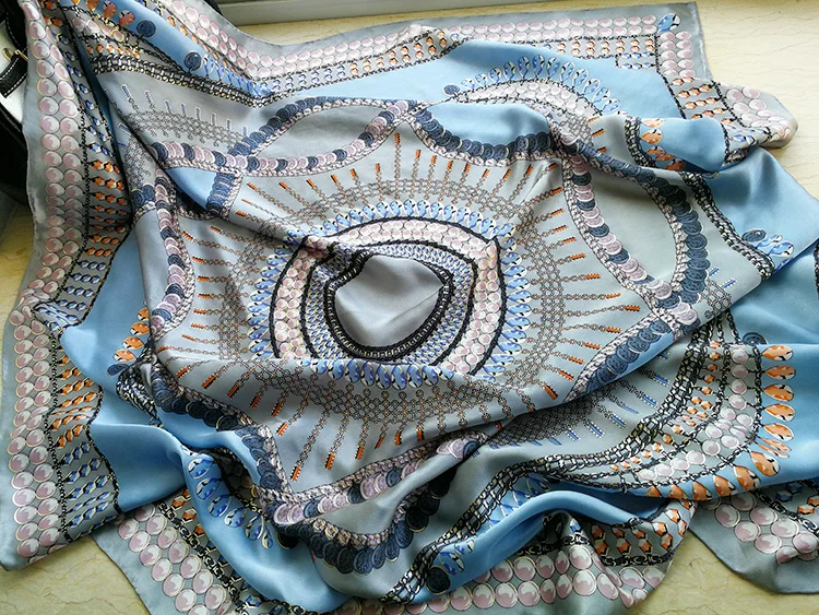 Pure Silk Satin Square Big Scarf Shawl Wrap Kerchief 43.3"x43.3" WJ027