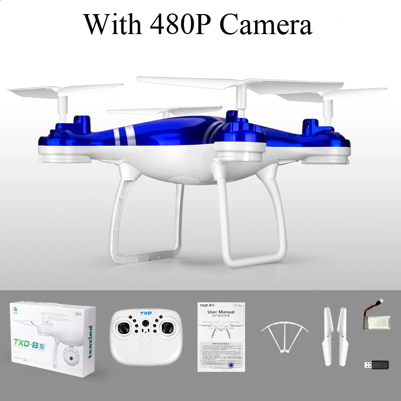 Blue 480P camera Дрона с дистанционным управлением пульт дистанционного управления quad Дрон TXD-8S с камерой 2,4 г 6 осях, с пультом дистанционного управления, вертолет с веб-камерой HD Регулируемый best - Цвет: Blue 480P camera