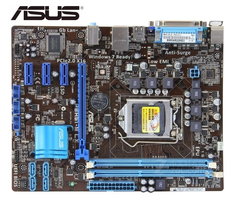 Koop ASUS P8H61 M LX moederbord DDR3 LGA 1155 USB2.0 voor intel H61 Desktop Moederbord pc moederbord