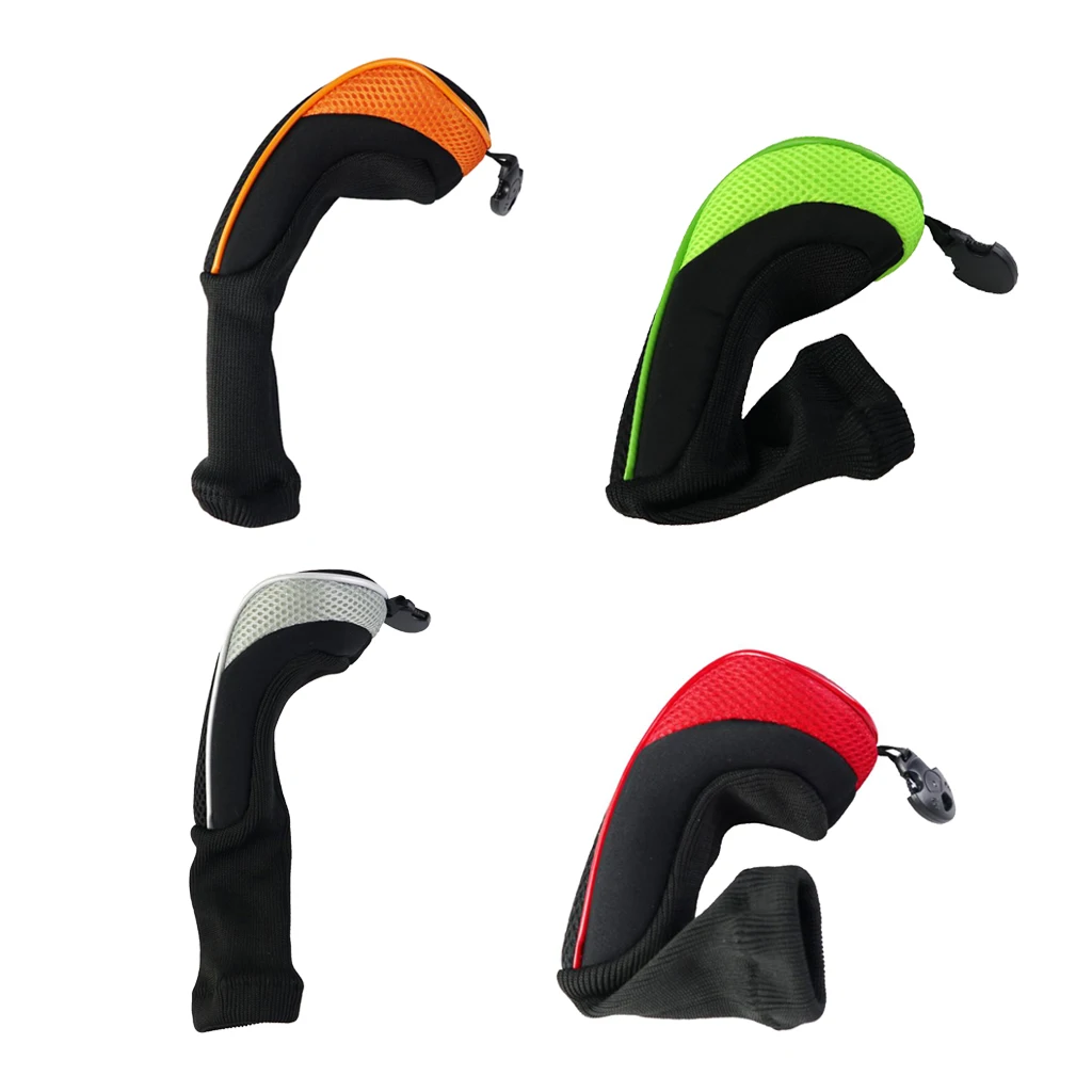 Set Of 4 Mesh Golf Headcover Hybrids Wood Cover Long Neck Fairway Driver Guard