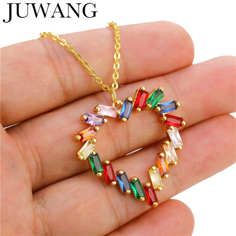 

Gold Greek Eye CZ Love Heart Necklace Charm Evil Eye Moon Pendant Necklace Rainbow Jewelry Women Accessories collier femme 2019