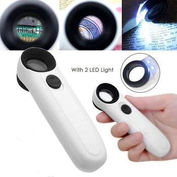 

40X Handheld Illuminated 40X Magnifier Microscope Magnifying Glass Aid Reading For Seniors Loupe Jewelry Repair Tool With 2LED