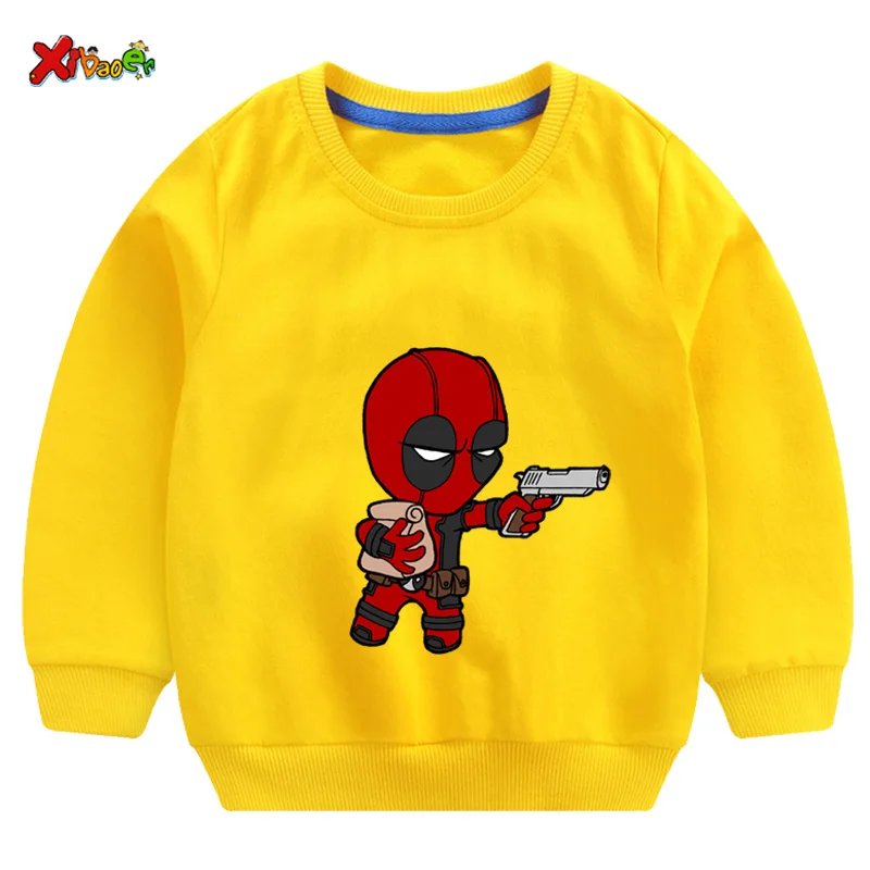 Детские толстовки для мальчиков; плотная крутая футболка «Капитан Америка»; «Человек-паук»; одежда с длинными рукавами для маленьких мальчиков; коллекция года; Сезон Зима; одежда в Корейском стиле для малышей - Цвет: sweatshirt yellow