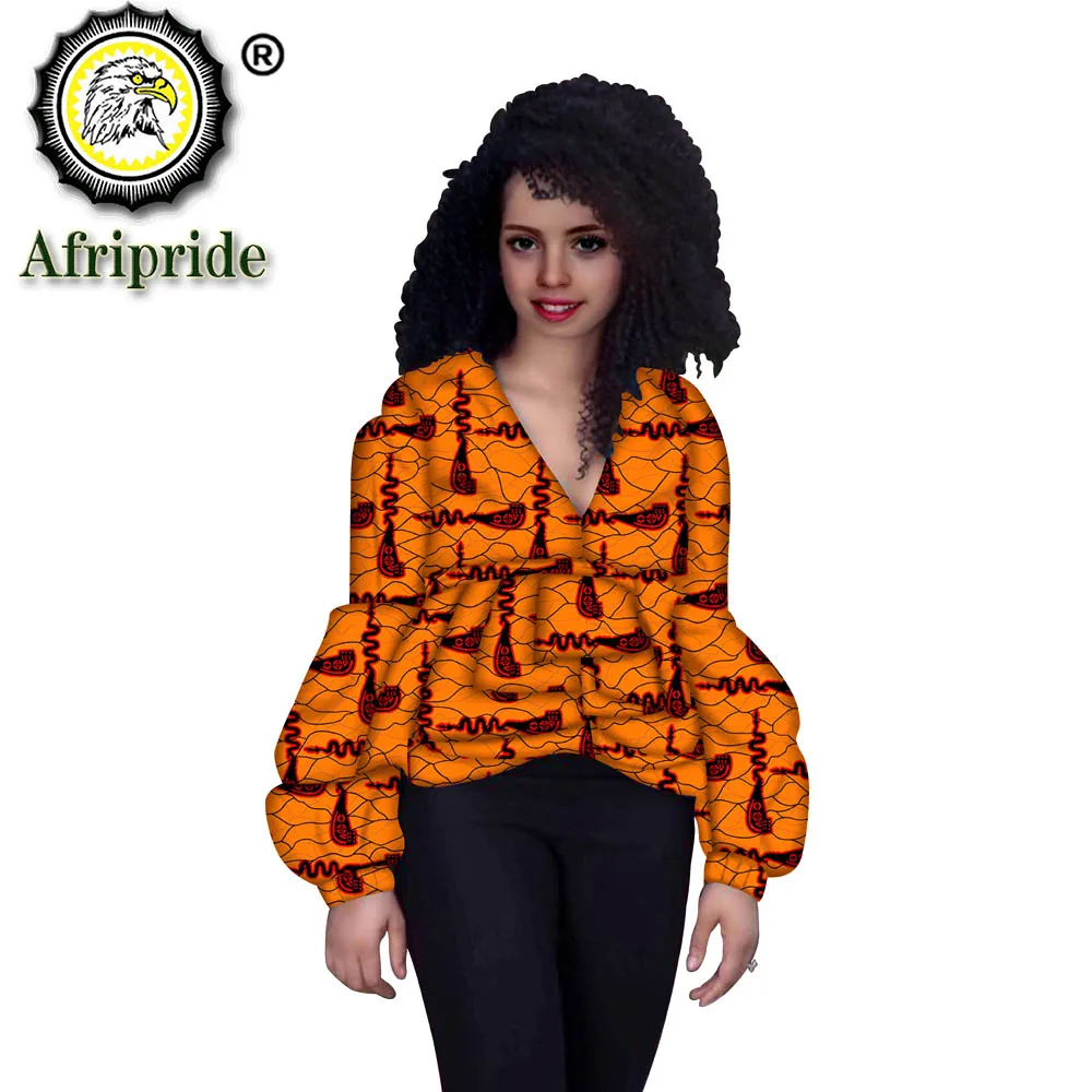 

2020 African Clothes for Women Long Sleeve V-Neck Wrap Dress with Belt Ankara Print Jackets Outwear Plus Size Loose S1924018