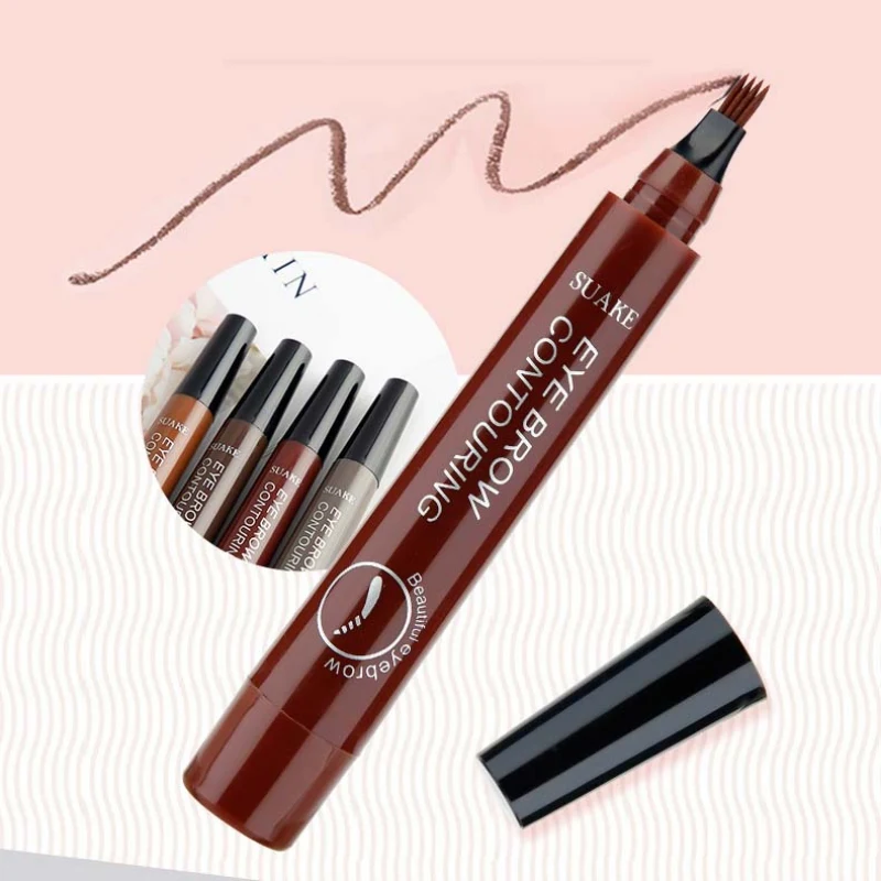 

Four Tips Eyebrow Pen Eyebrow Tattoo Pen Waterproof Smudge-proof Micro-Fork Liquid Eyebrow Pen Tattoo Eyebrow Pen With Four Tips