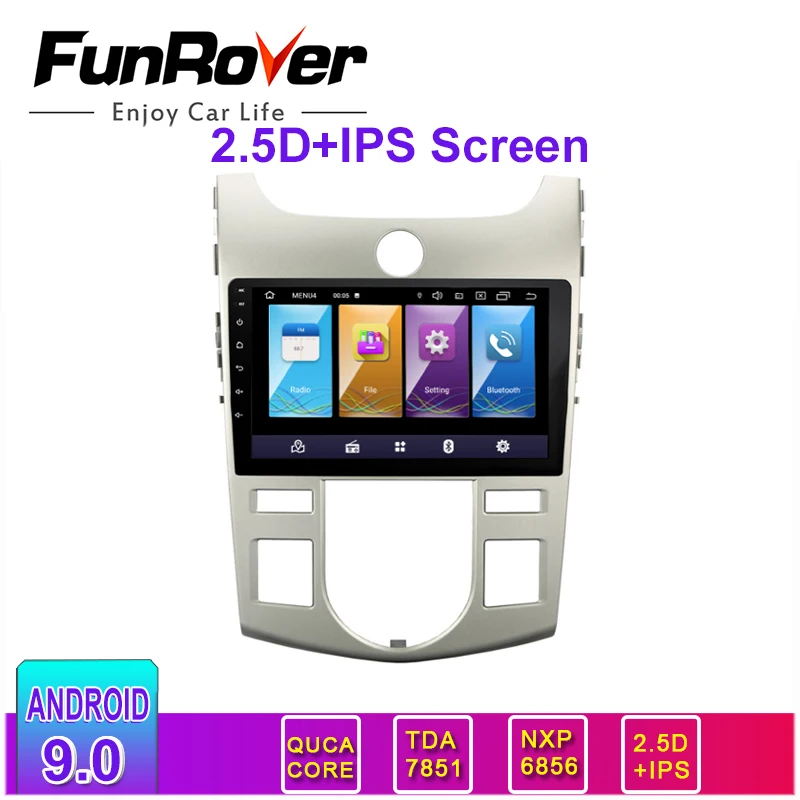 

FUNROVER 2.5D + IPS car radio Android 9.0 gps navigation Car DVD 2 din For Kia Forte Cerato Koup 2008-2012 Multimedia Video dsp