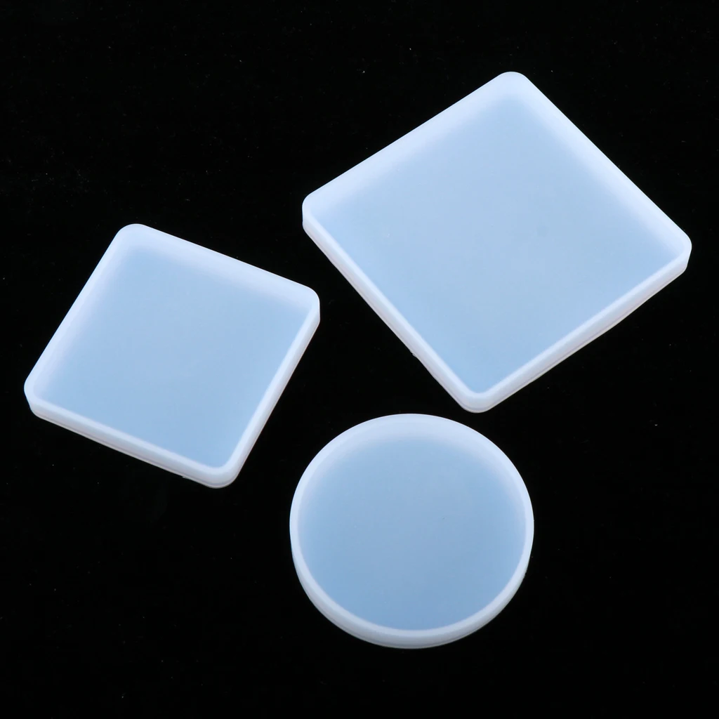 3x Square Coaster Molds Resin Casting Round Moulds for Jewelry Making Tools