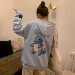 Kawaii толстовка с покемоном Женская милая японская кофта Harajuku Толстовка с длинным рукавом зимняя куртка Пикачу с капюшоном уличная одежда женские топы - Цвет: 4