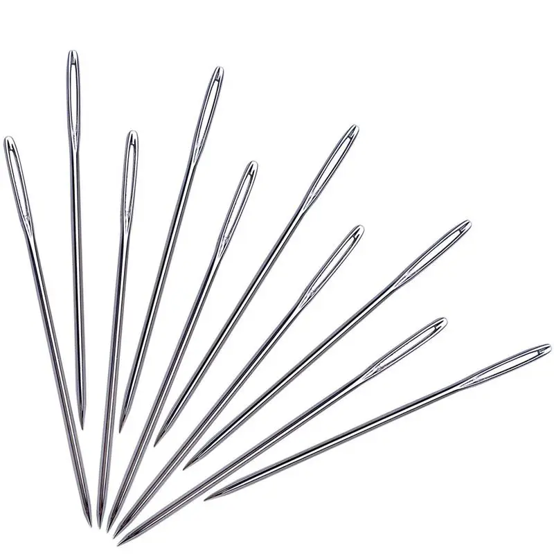 30pcs 5.2 cm Large-Eye Stitching Needles Hand Sewing Needles for Leather Projects with Clear Bottle